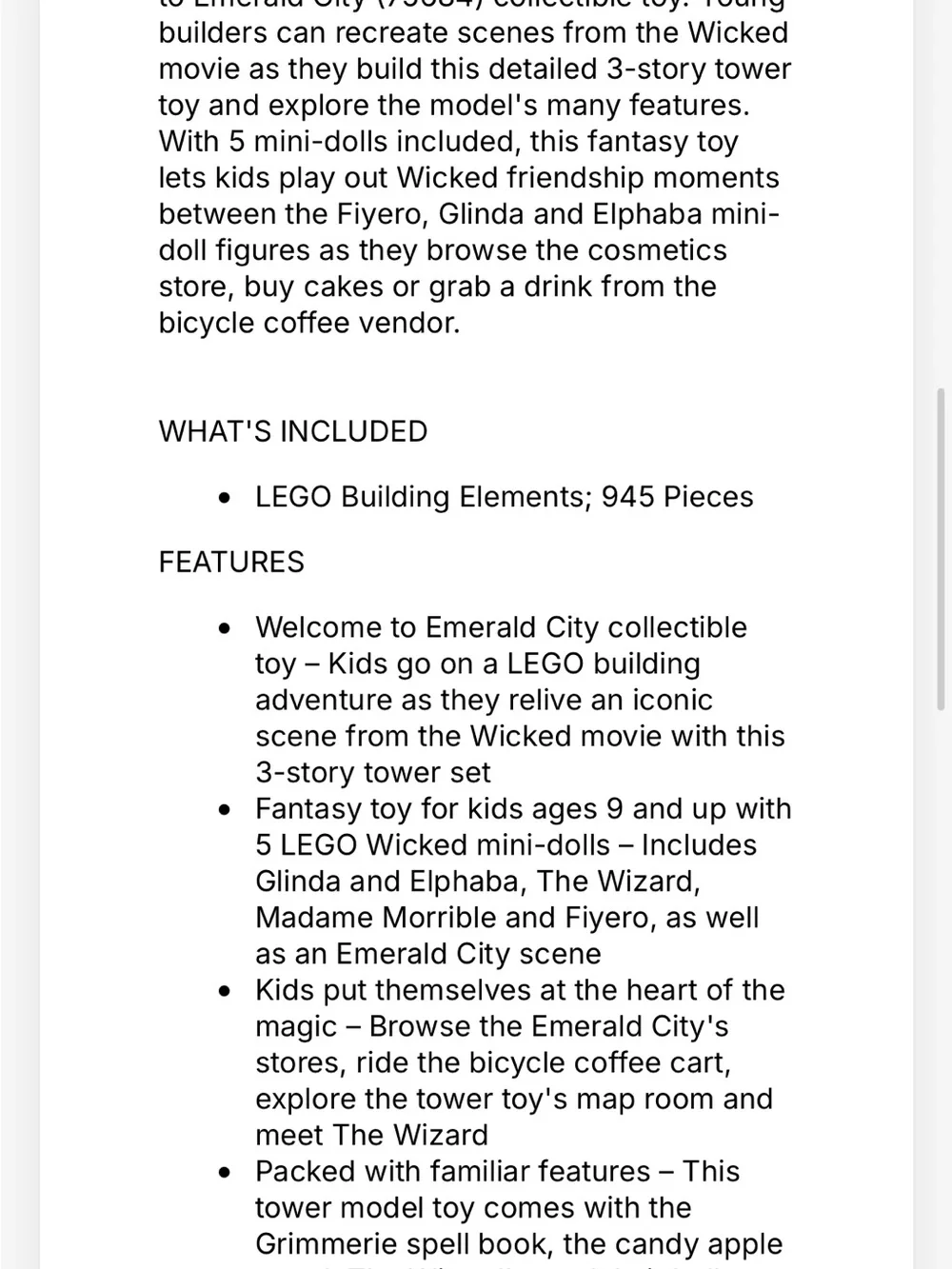 LEGO Wicked Welcome to Emerald City Playset - Green, Pink